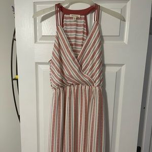 Pink and white striped maxi dress